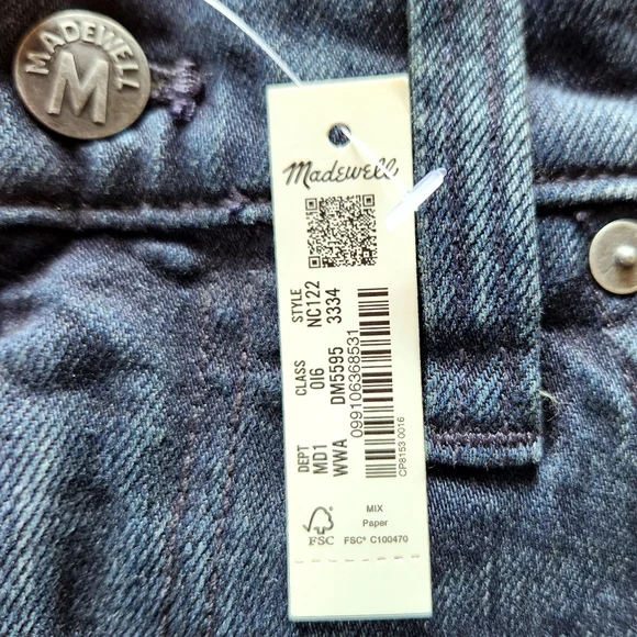 NWT Madewell "Skinny" Slender Dark Waites Wash Blue Jean #NC122 Men's Size 33x34 - Picture 5 of 12